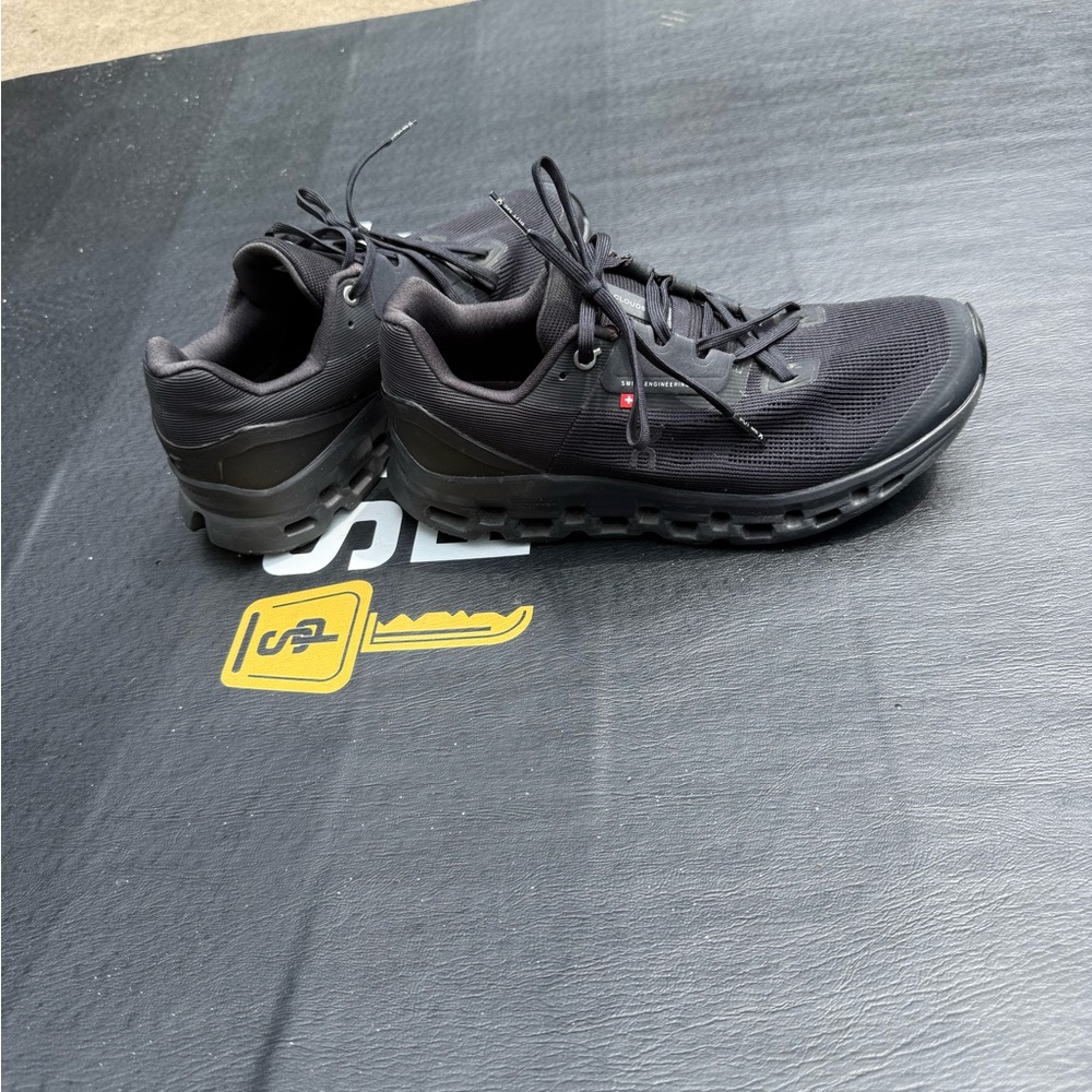 On Running Black Athletic Shoes with Chunky Sole - Picture 4 of 13